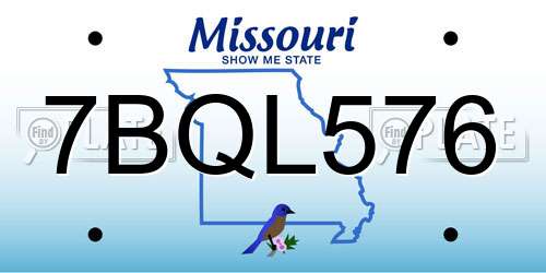 7BQL576 Missouri License Plate