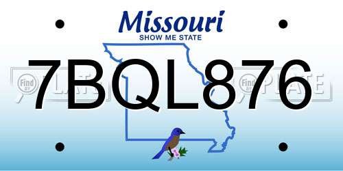 7BQL876 Missouri License Plate