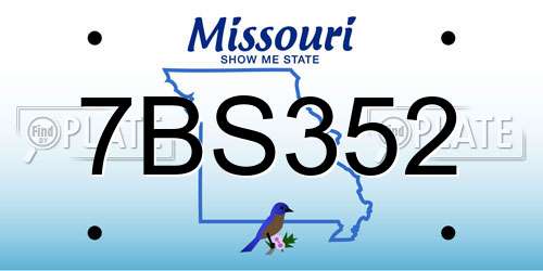 7BS352 Missouri License Plate