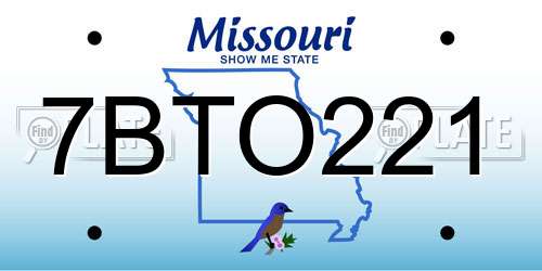 7BTO221 Missouri License Plate