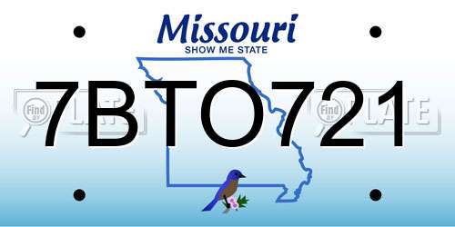 7BTO721 Missouri License Plate