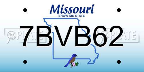 7BVB62 Missouri License Plate