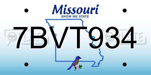 7BVT934 Missouri License Plate