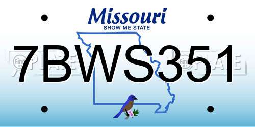 7BWS351 Missouri License Plate