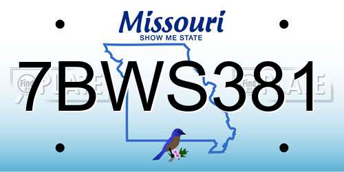 7BWS381 Missouri License Plate