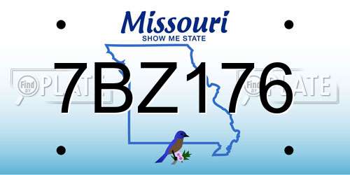 7BZ176 Missouri License Plate