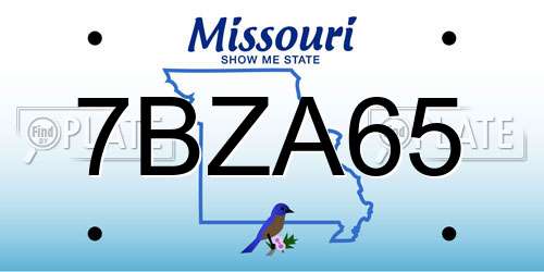 7BZA65 Missouri License Plate