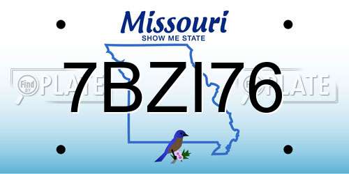 7BZI76 Missouri License Plate