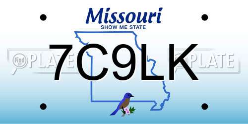 7C9LK Missouri License Plate