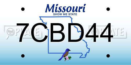 7CBD44 Missouri License Plate