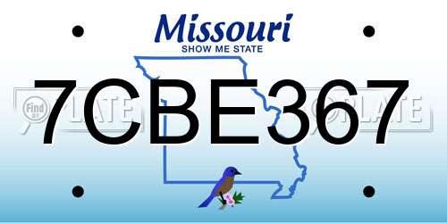 7CBE367 Missouri License Plate