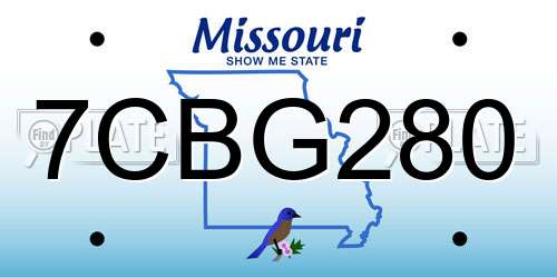 7CBG280 Missouri License Plate