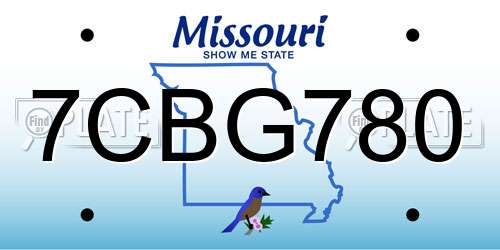 7CBG780 Missouri License Plate