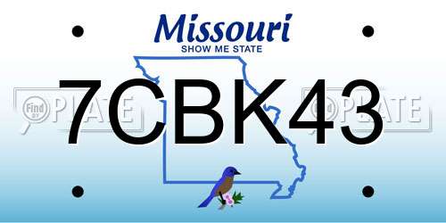 7CBK43 Missouri License Plate