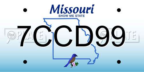 7CCD99 Missouri License Plate