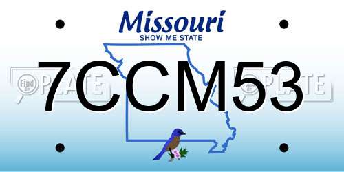 7CCM53 Missouri License Plate