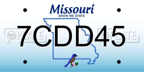 7CDD45 Missouri License Plate