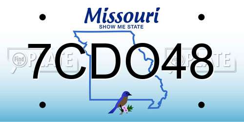 7CDO48 Missouri License Plate