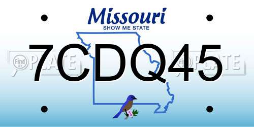 7CDQ45 Missouri License Plate