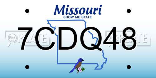 7CDQ48 Missouri License Plate