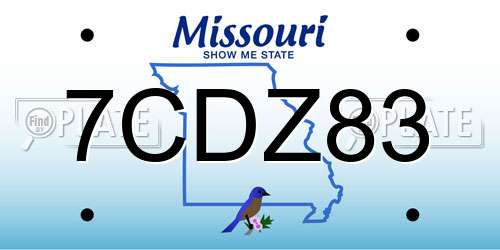 7CDZ83 Missouri License Plate