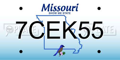 7CEK55 Missouri License Plate