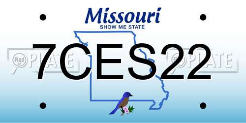 7CES22 Missouri License Plate