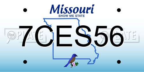 7CES56 Missouri License Plate