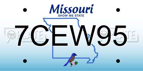 7CEW95 Missouri License Plate