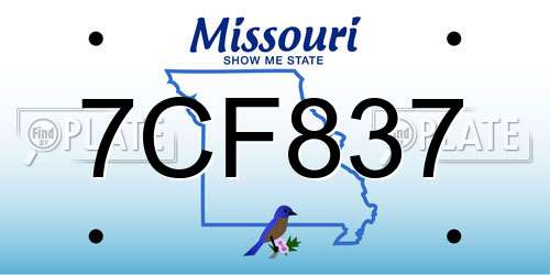 7CF837 Missouri License Plate