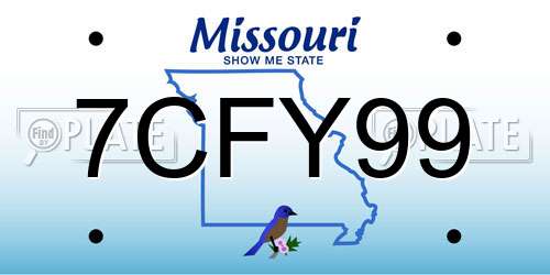 7CFY99 Missouri License Plate