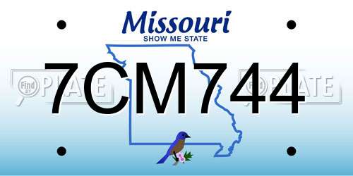 7CM744 Missouri License Plate