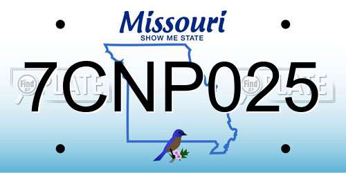7CNP025 Missouri License Plate