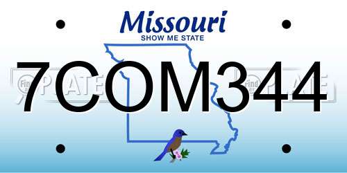 7COM344 Missouri License Plate