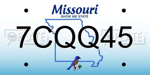 7CQQ45 Missouri License Plate