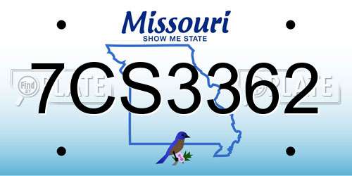 7CS3362 Missouri License Plate
