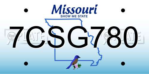 7CSG780 Missouri License Plate