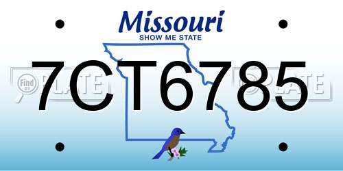 7CT6785 Missouri License Plate