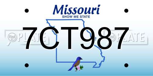 7CT987 Missouri License Plate