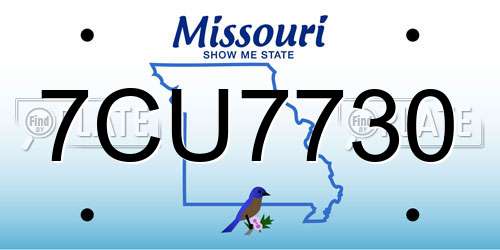7CU7730 Missouri License Plate