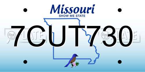 7CUT730 Missouri License Plate
