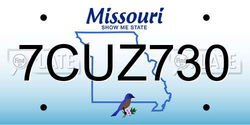 7CUZ730 Missouri License Plate