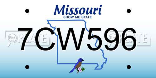 7CW596 Missouri License Plate