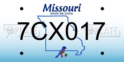 7CX017 Missouri License Plate