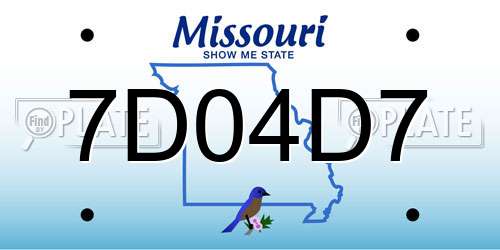 7D04D7 Missouri License Plate