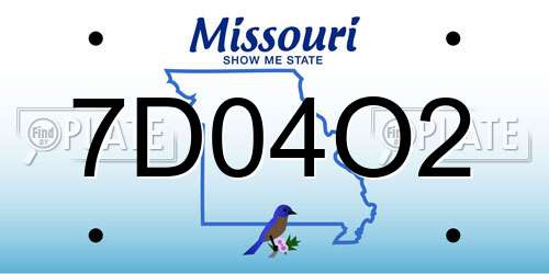 7D04O2 Missouri License Plate