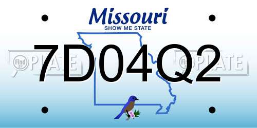 7D04Q2 Missouri License Plate