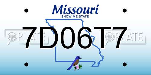 7D06T7 Missouri License Plate