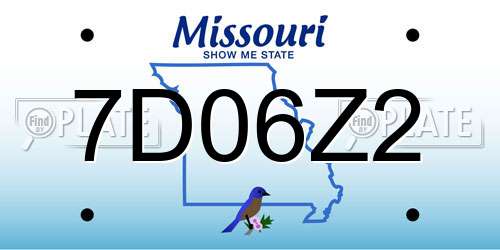 7D06Z2 Missouri License Plate
