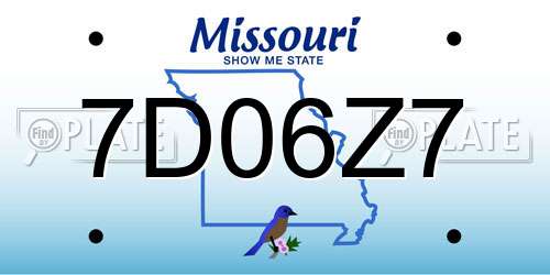 7D06Z7 Missouri License Plate